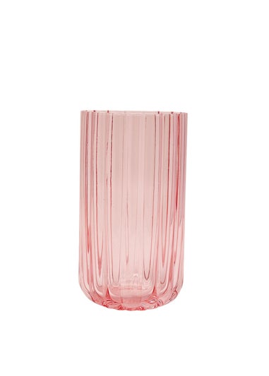 Hestia Bright Pink Scalloped Glass Tumblers Large Set of 2