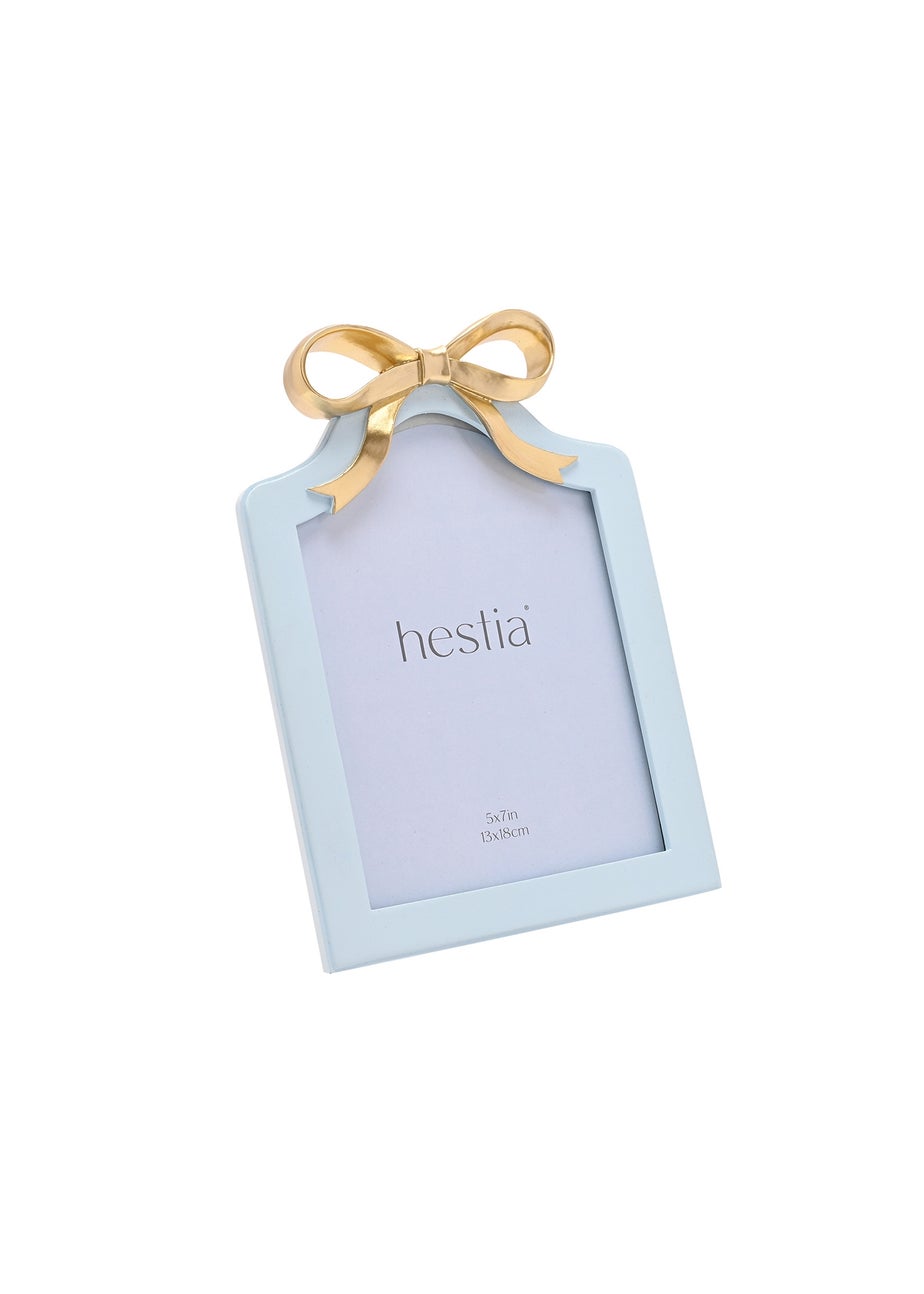 Hestia Soft Blue with Gold Ribbon Photo Frame