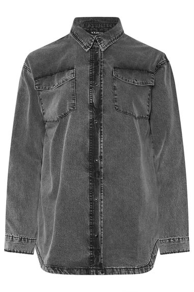 Yours Curve Black Washed Western Denim Shirt