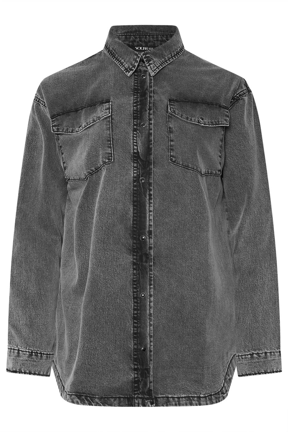Yours Curve Black Washed Western Denim Shirt