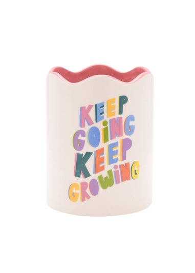 Raspberry Blossom Multi-coloured Plant Pot Keep Growing Saying