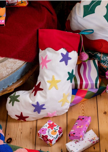 Raspberry Blossom Multi-coloured Stars Stocking