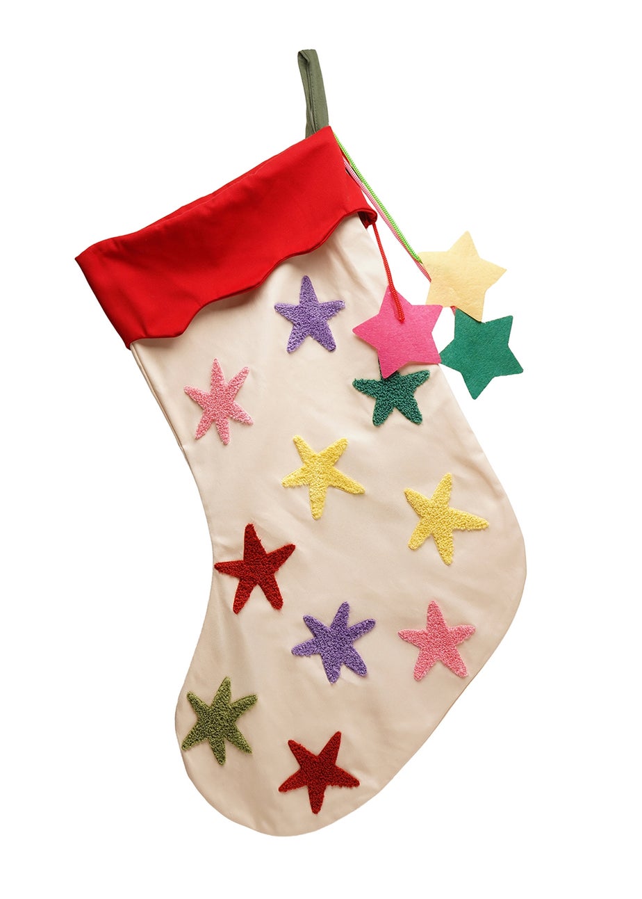 Raspberry Blossom Multi-coloured Stars Stocking