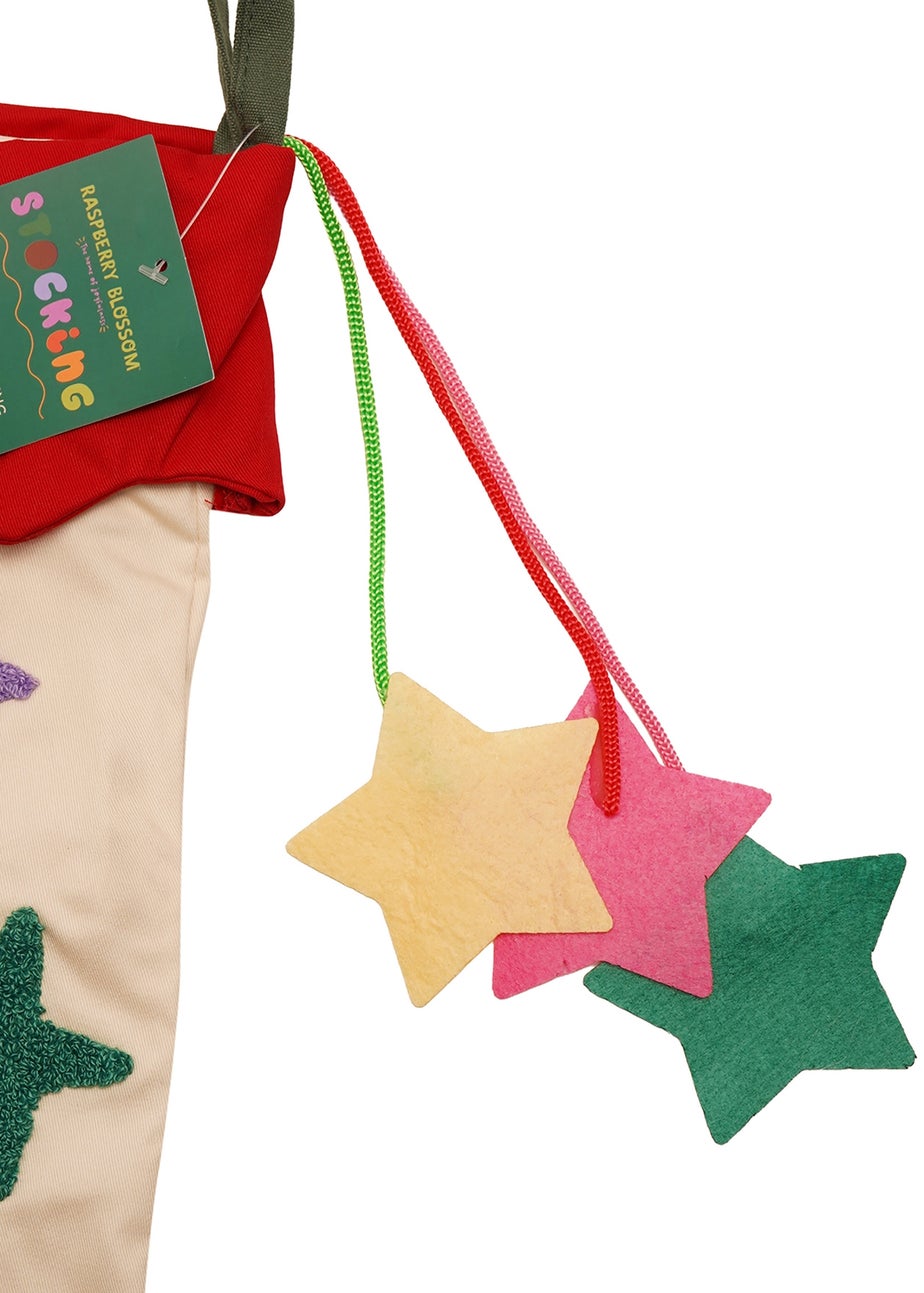 Raspberry Blossom Multi-coloured Stars Stocking