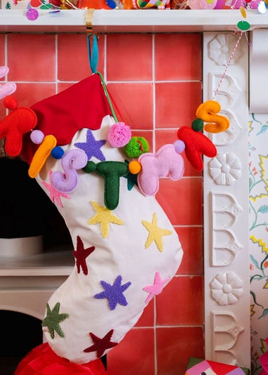 Raspberry Blossom Multi-coloured Stars Stocking