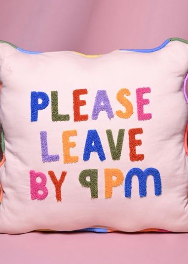 Raspberry Blossom Multi-Coloured Cushion Please Leave By 9 40x40cm