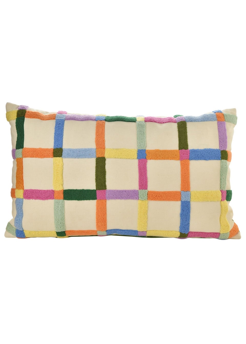 Raspberry Blossom Rectangular Tufted Cotton Patterned Cushion 30x48cm