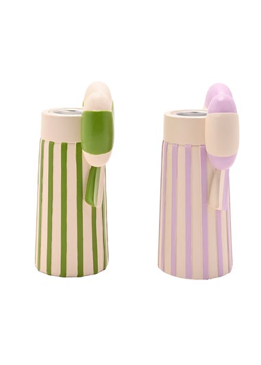 Raspberry Blossom Candlestick Holders With Bow Set of 2