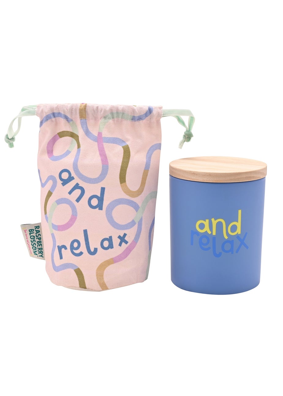 Raspberry Blossom Blue Fragranced Candle In A Pouch And Relax