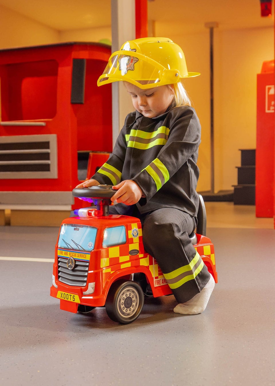 Xootz Mercedes-Benz Fire Truck Foot to Floor Ride On Red
