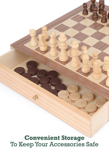 Toyrific 2 In 1 Chess & Draughts Brown