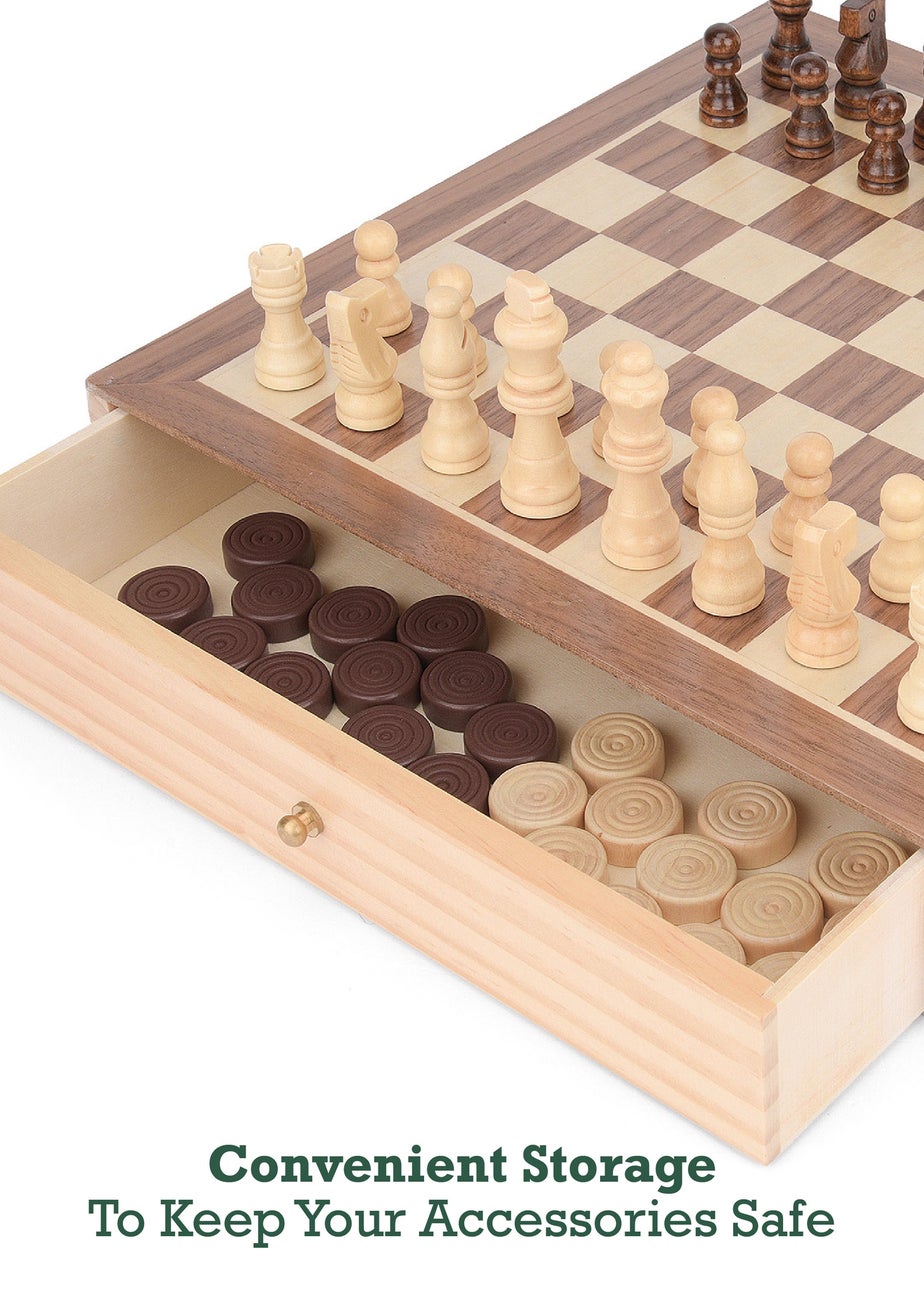 Toyrific 2 In 1 Chess & Draughts Brown