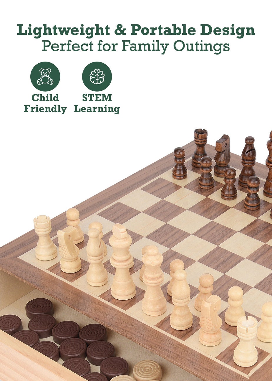 Toyrific 2 In 1 Chess & Draughts Brown