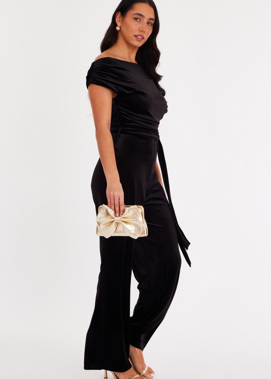 Quiz Black Velvet Off The Shoulder Jumpsuit