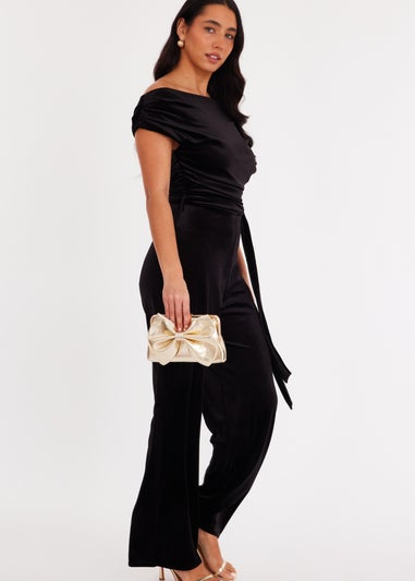 Quiz Black Velvet Off The Shoulder Jumpsuit