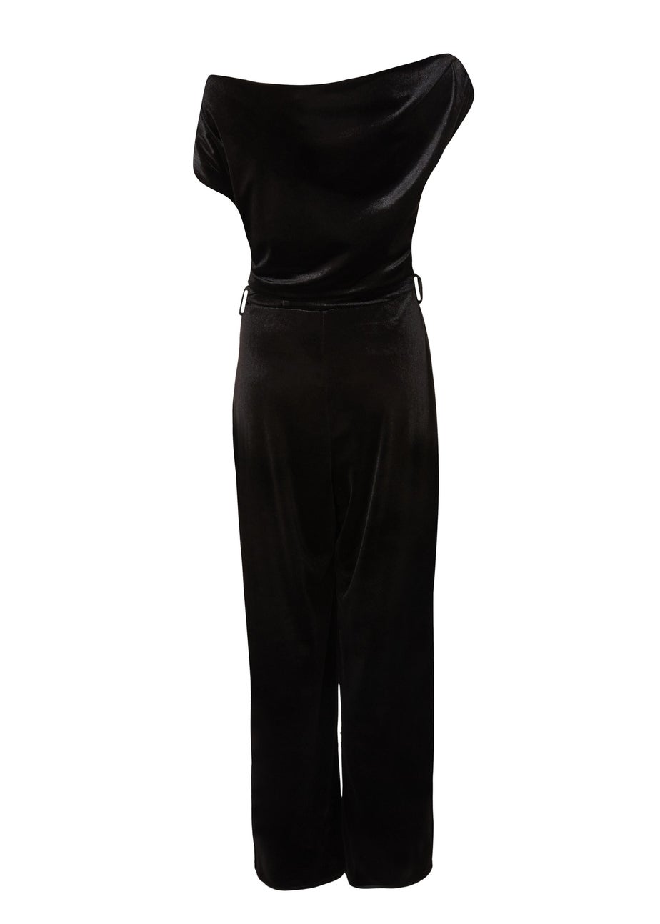 Quiz Black Velvet Off The Shoulder Jumpsuit