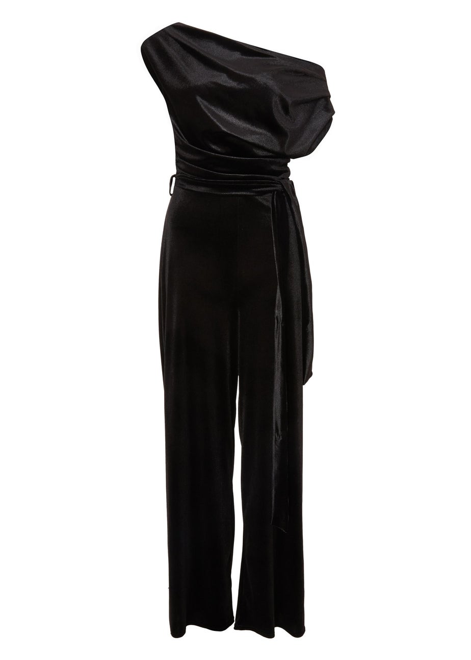 Quiz Black Velvet Off The Shoulder Jumpsuit