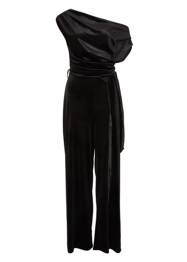 Quiz Black Velvet Off The Shoulder Jumpsuit