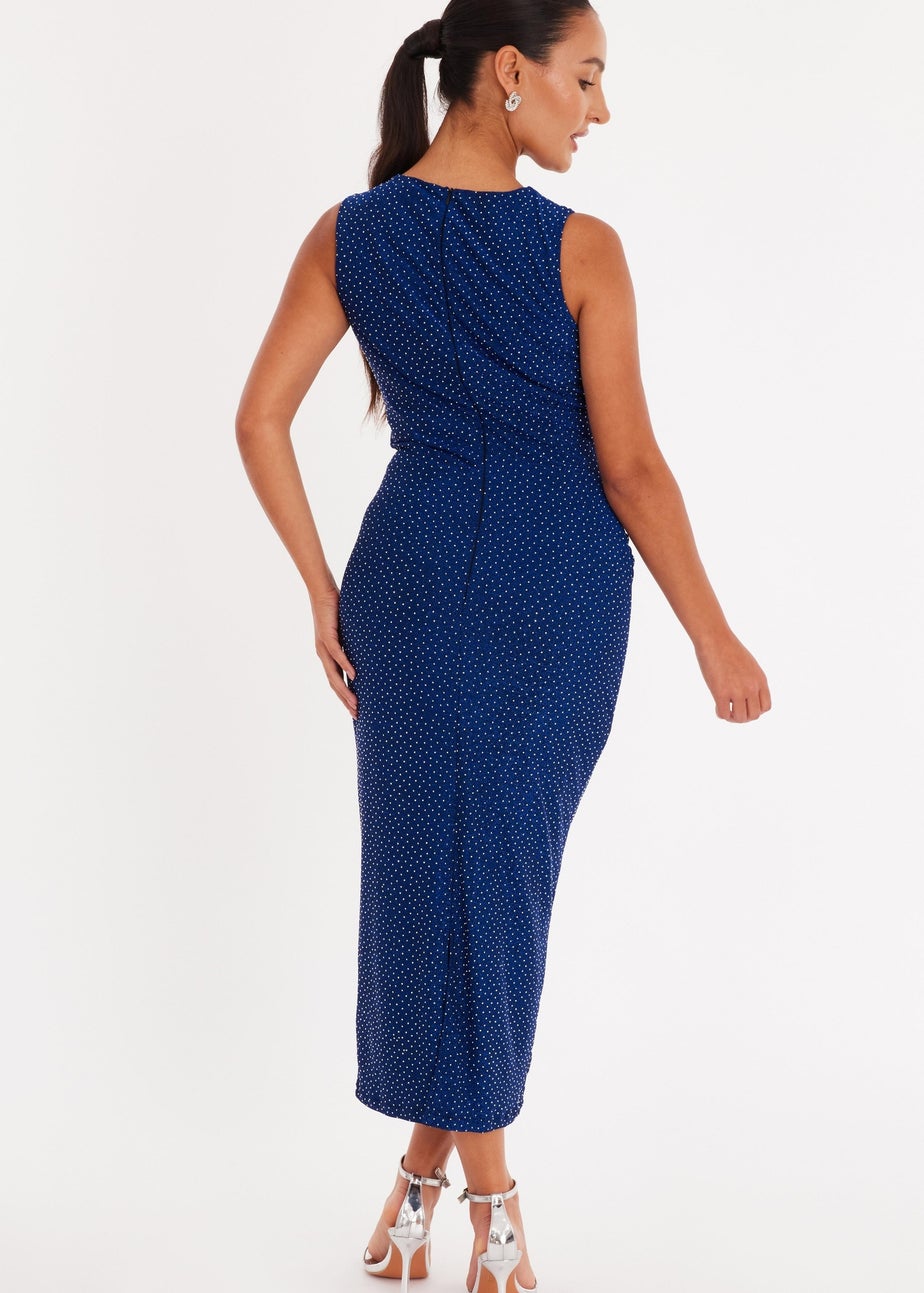 Quiz Blue Petite Glitter Midaxi Dress