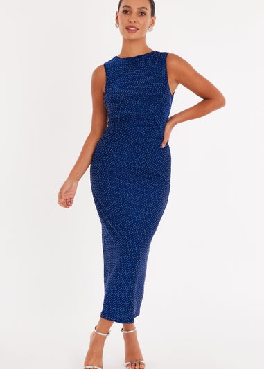 Quiz Blue Petite Glitter Midaxi Dress