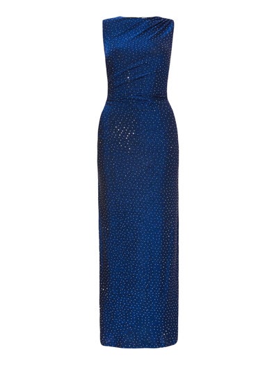 Quiz Blue Petite Glitter Midaxi Dress