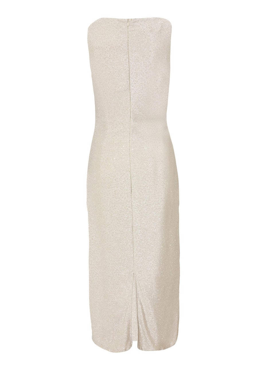Quiz Cream Petite Diamante Midaxi Dress