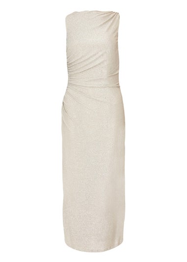 Quiz Cream Petite Diamante Midaxi Dress