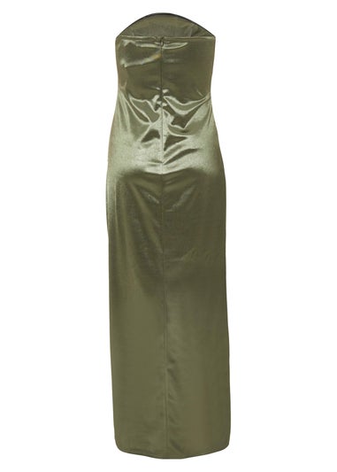 Quiz Green Satin Corset Midaxi Dress