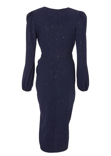 Quiz Navy Glitter Wrap Midi Dress
