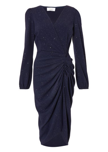 Quiz Navy Glitter Wrap Midi Dress