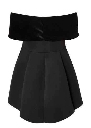 Quiz Black Curve Velvet Bardot Mini Dress