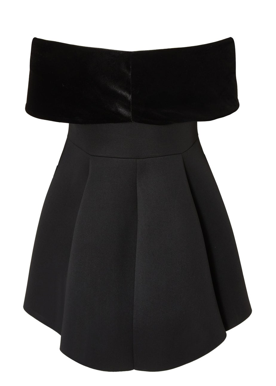 Quiz Black Curve Velvet Bardot Mini Dress