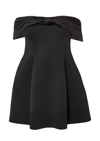 Quiz Black Curve Velvet Bardot Mini Dress