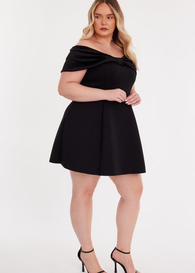 Quiz Black Curve Velvet Bardot Mini Dress