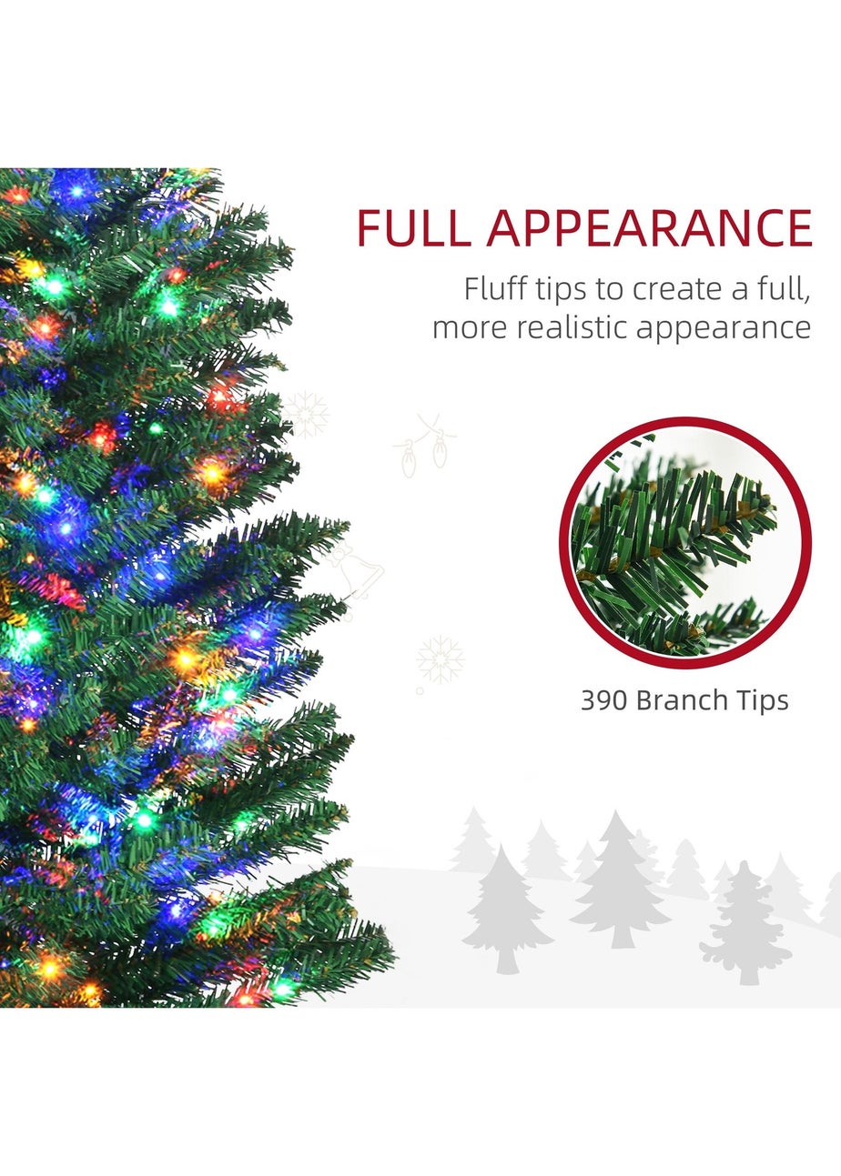 HOMCOM 6FT Slim Colour Lights Christmas Tree