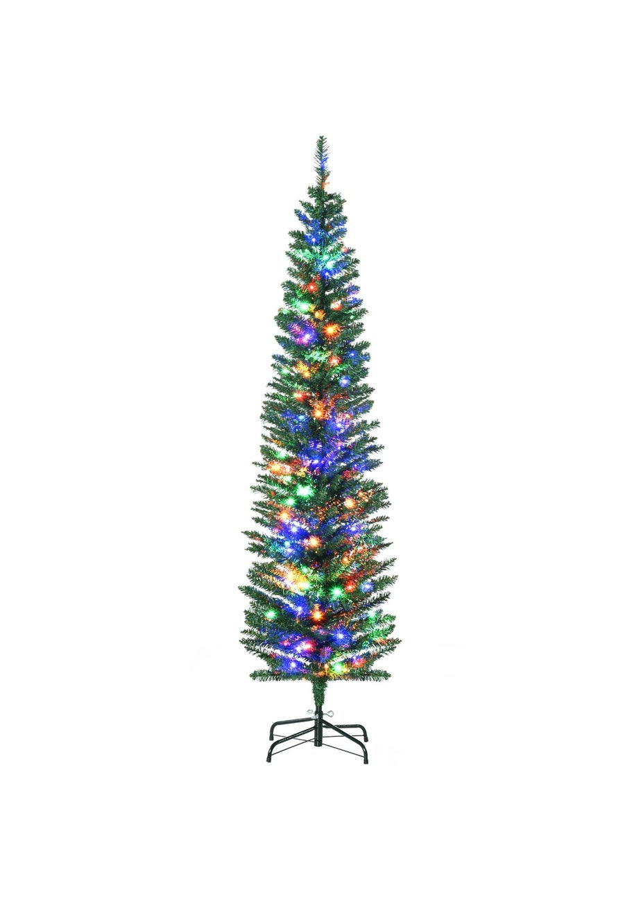 HOMCOM 6FT Slim Colour Lights Christmas Tree