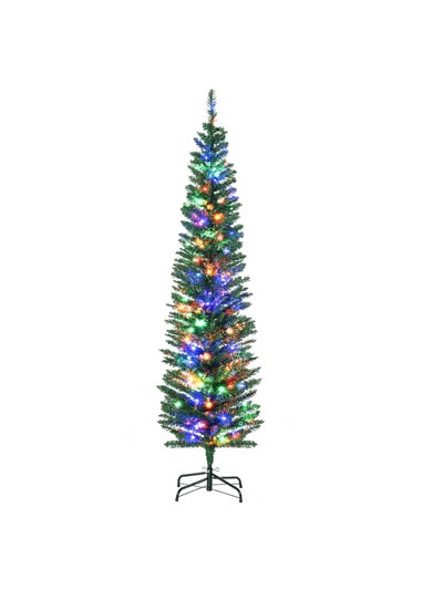 HOMCOM 6FT Slim Colour Lights Christmas Tree