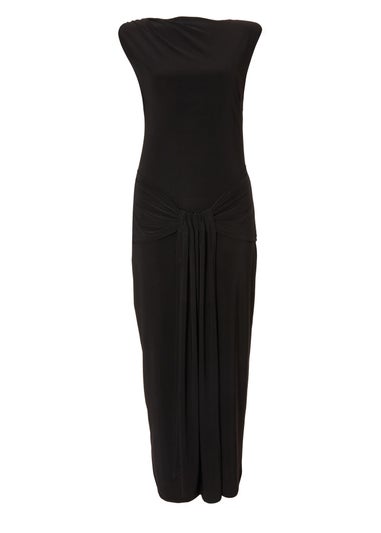 Quiz Black Draped Bodycon Midaxi Dress