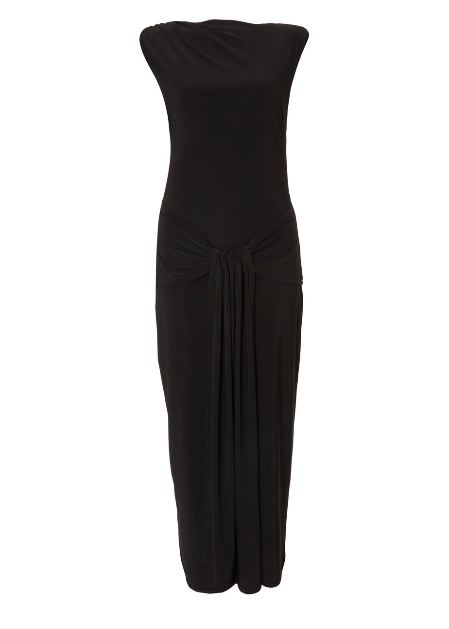 Quiz Black Draped Bodycon Midaxi Dress