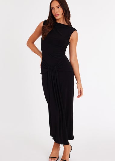 Quiz Black Draped Bodycon Midaxi Dress