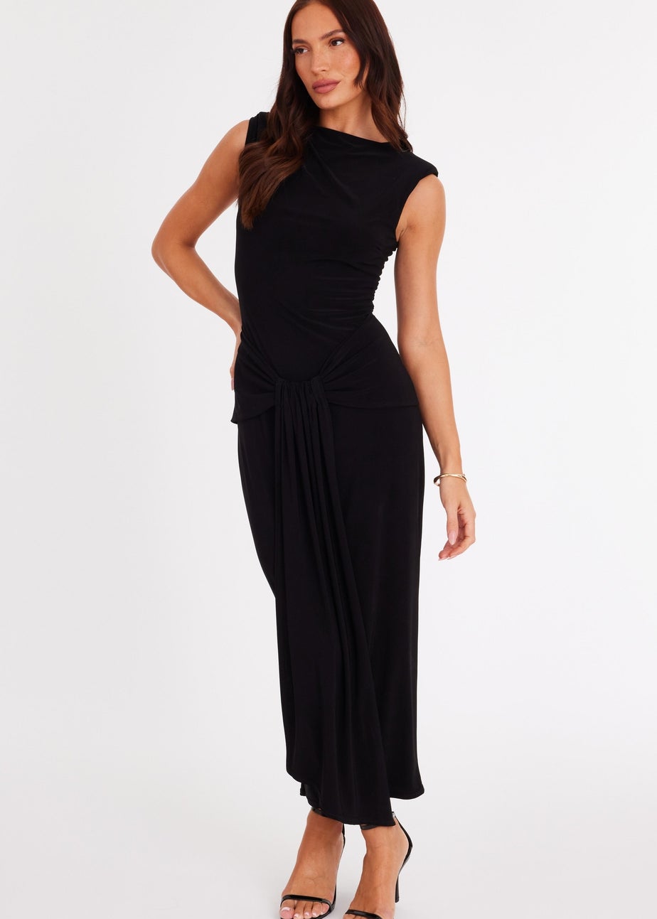 Quiz Black Draped Bodycon Midaxi Dress