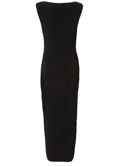 Quiz Black Draped Bodycon Midaxi Dress