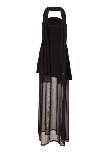 Quiz Black Glitter Mesh Hem Maxi Dress