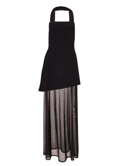 Quiz Black Glitter Mesh Hem Maxi Dress