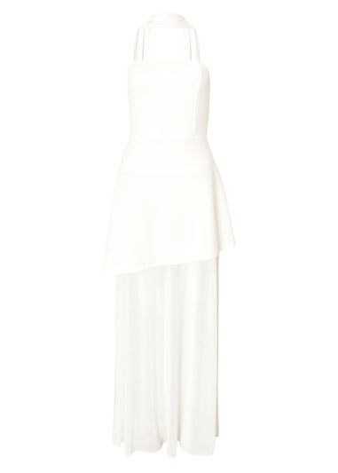 Quiz White Glitter Mesh Hem Maxi Dress