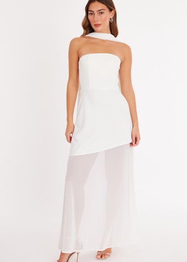 Quiz White Glitter Mesh Hem Maxi Dress