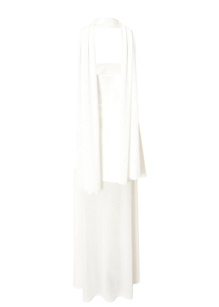 Quiz White Glitter Mesh Hem Maxi Dress