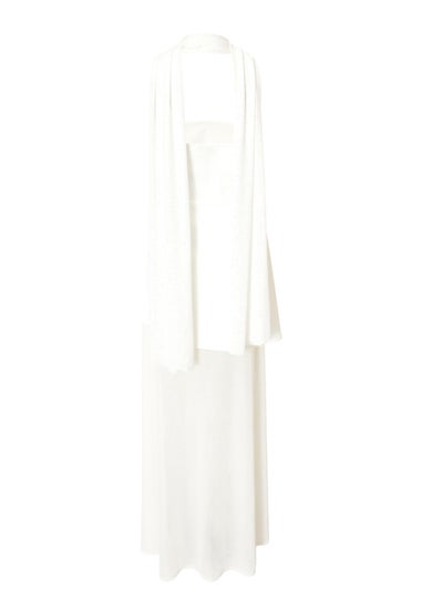 Quiz White Glitter Mesh Hem Maxi Dress