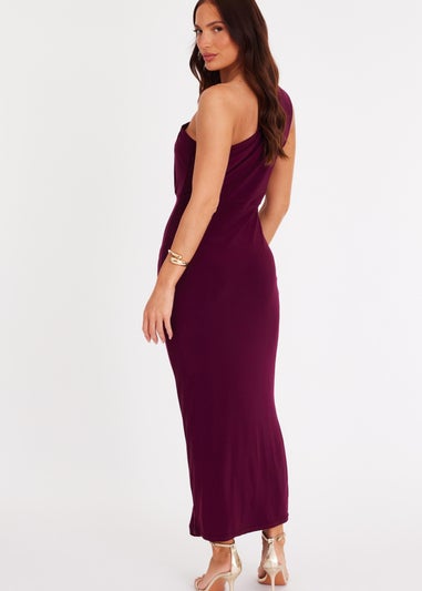 Quiz Purple One Shoulder Draped Midaxi Dress