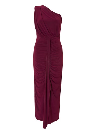 Quiz Purple One Shoulder Draped Midaxi Dress